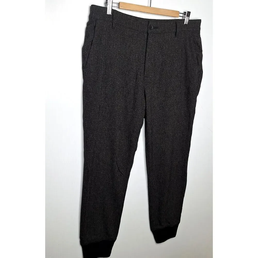 Paige Men's Elmwood Jogger Hybrid Dress Pants 33 Black Coffee Black Gray Tweed